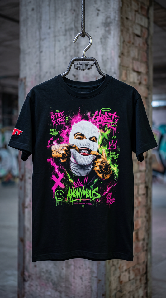 HTT Streetwear T-hirt, Black with neon print