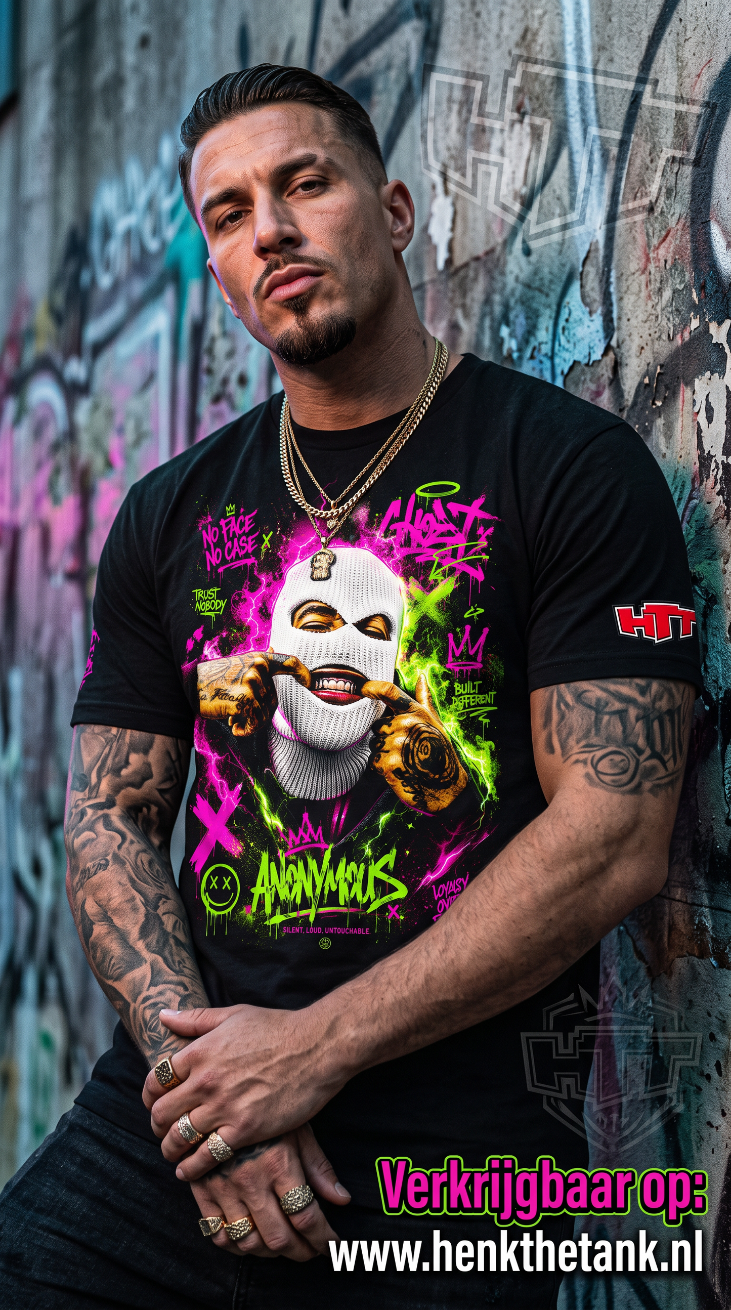 HTT Anonymous Streetwear T-Shirt | 100% Katoen Unisex Tee